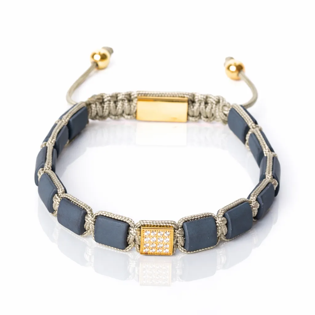 [Hématite mate | Or] Bracelet Pierres Plates - Hématite mate | Or