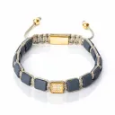 Bracelet Pierres Plates - Hématite mate | Or