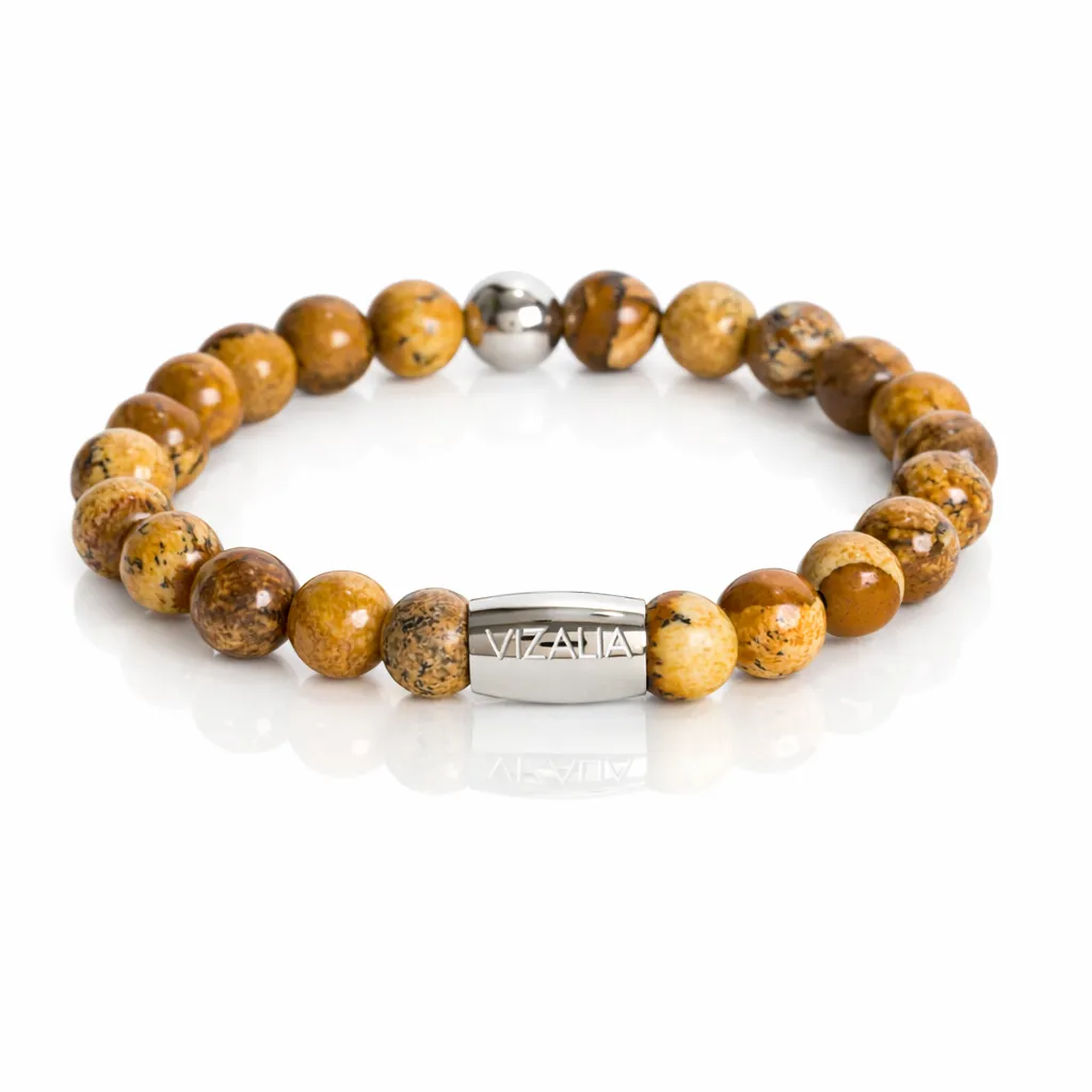 Bracelet perles - Jaspe Picture | Argent (17cm)