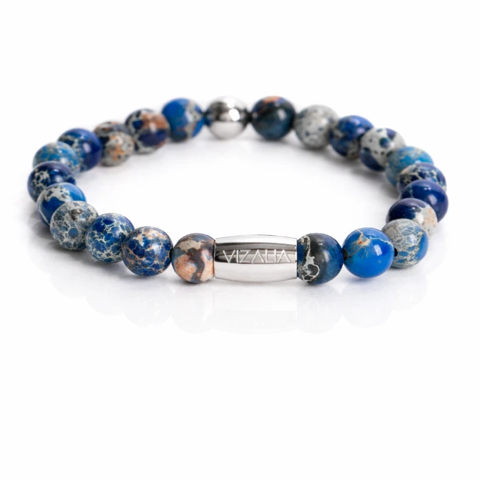 Bracelet perles - Lapis lazuli | Argent (17cm)