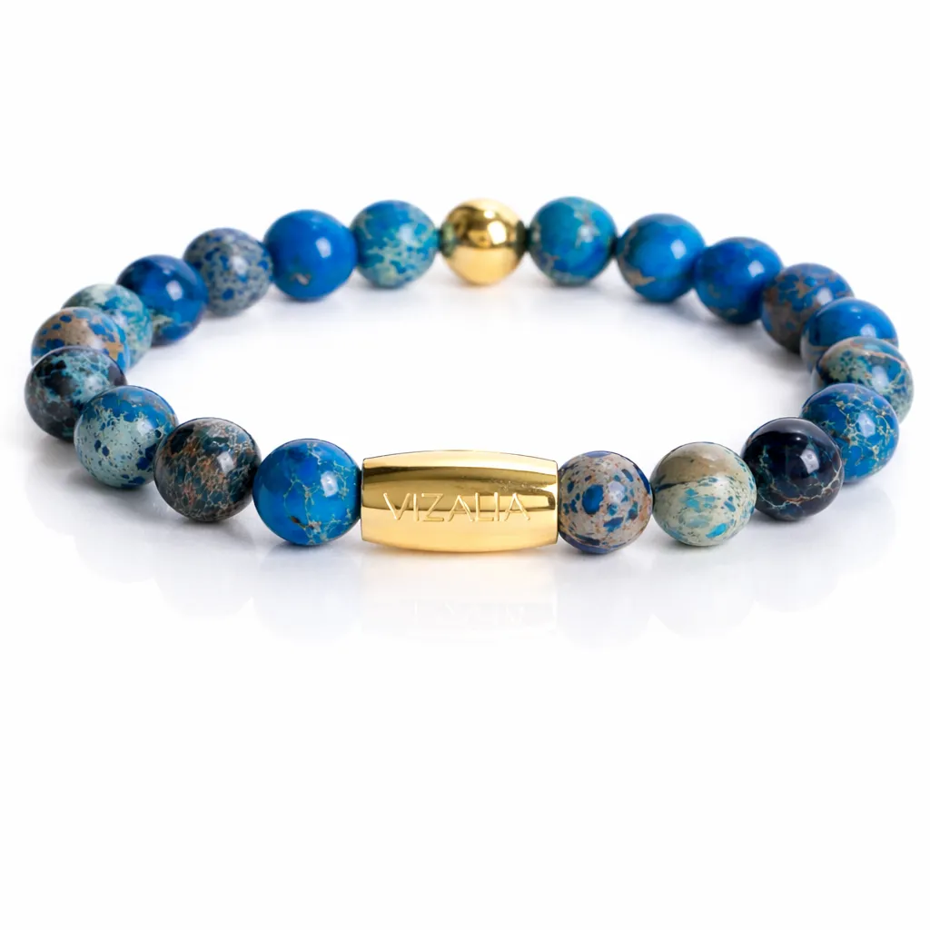 Bracelet perles - Lapis lazuli | Or (17cm)