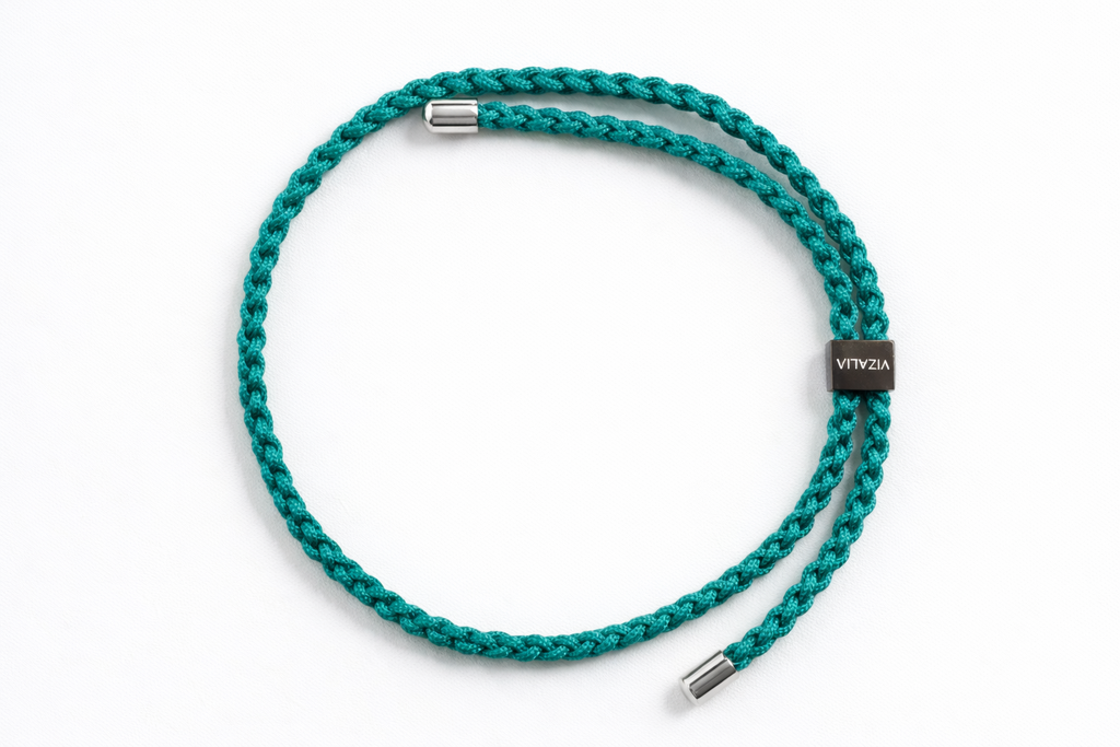 Bracelet en nylon turquoise | Argent
