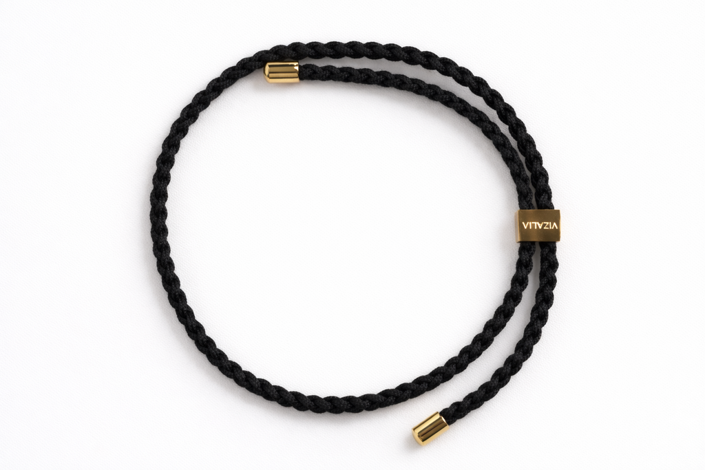 Bracelet en nylon noir | or