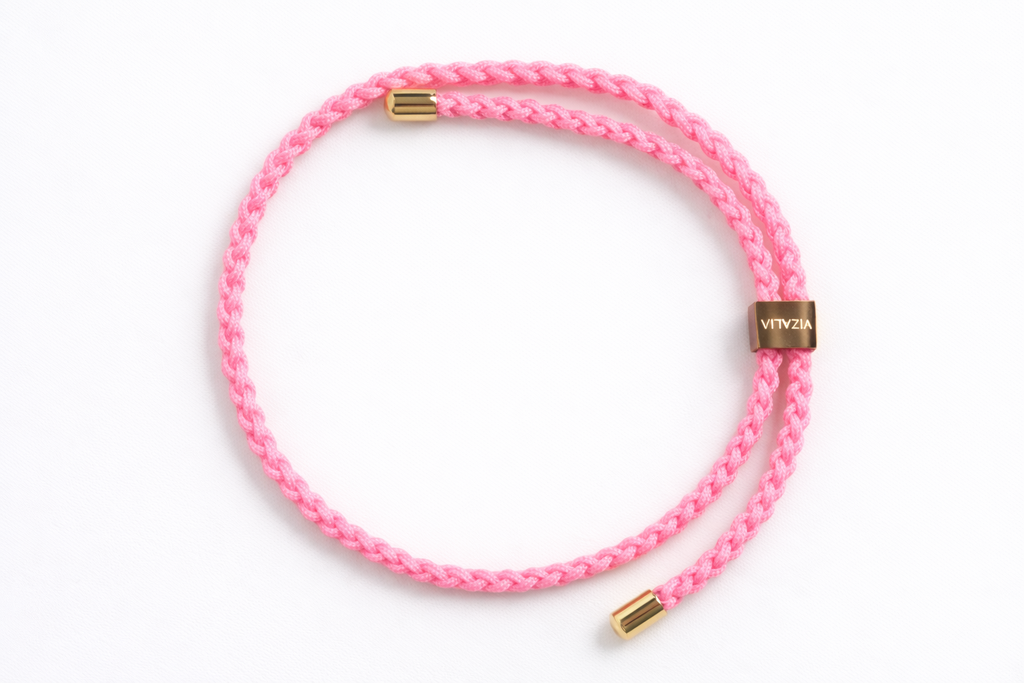Bracelet en nylon rose | or