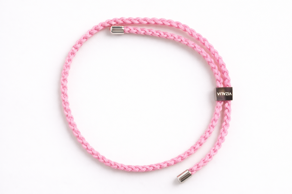 Bracelet en nylon rose | Argent