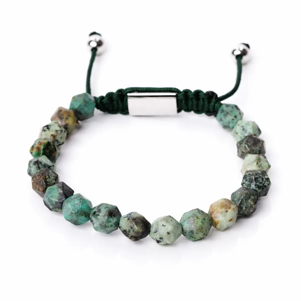 [Facettées - Jaspe africain | Argent] Bracelet Perles Facettées - Jaspe africain | Argent  