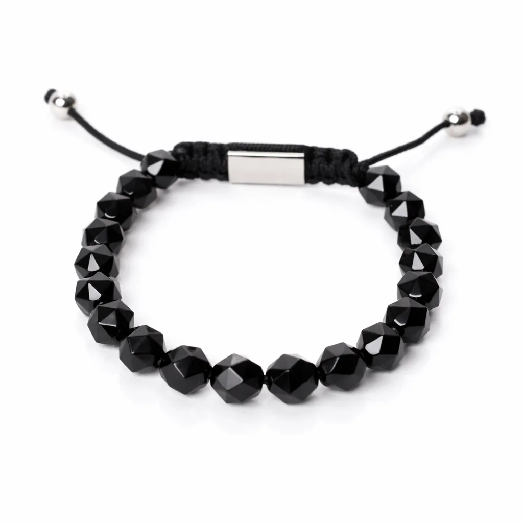[Facettées - Onyx Noir | Argent] Bracelet Perles Facettées - Onyx Noir | Argent   