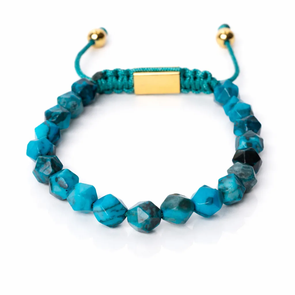 [Facettées - Turquoise | Or] Bracelet Perles Facettées - Turquoise | Or  