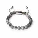 Bracelet Perles Facettées - Jaspe gris | Argent  