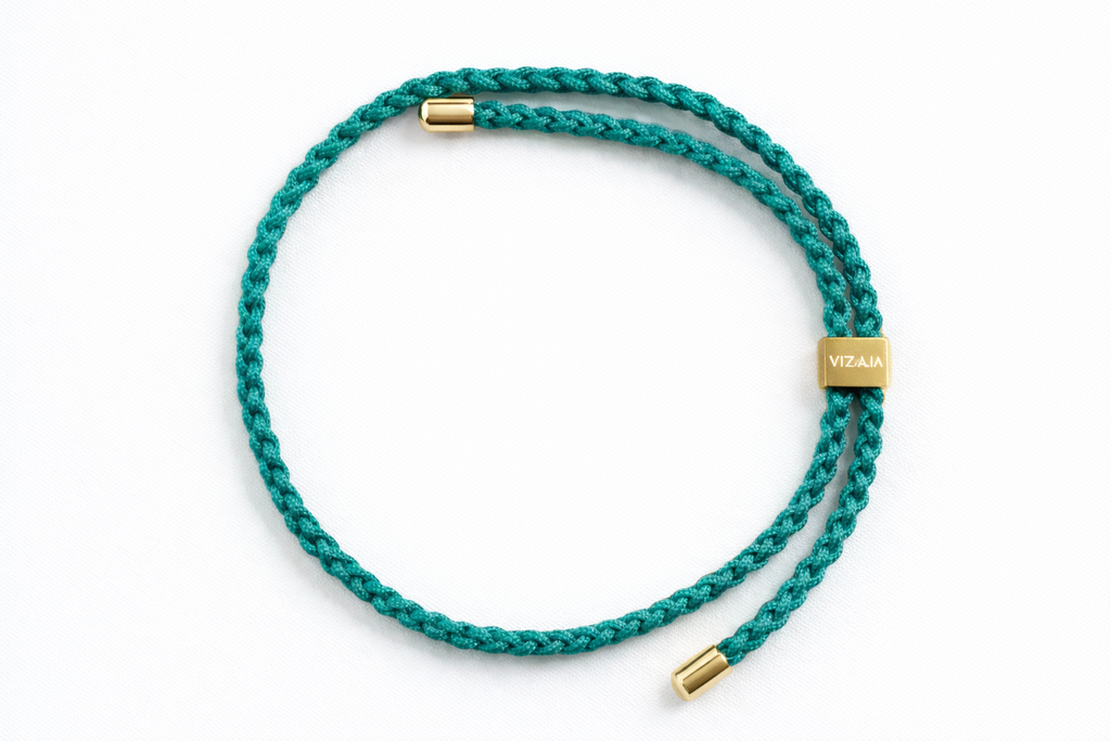 Bracelet en nylon turquoise | or