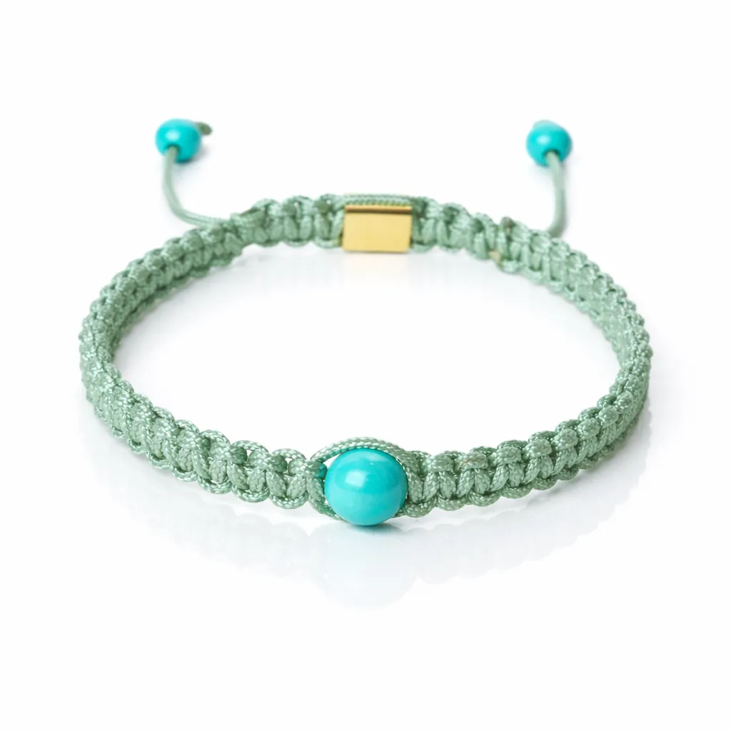 Bracelet Macramé Tressé Turquoise