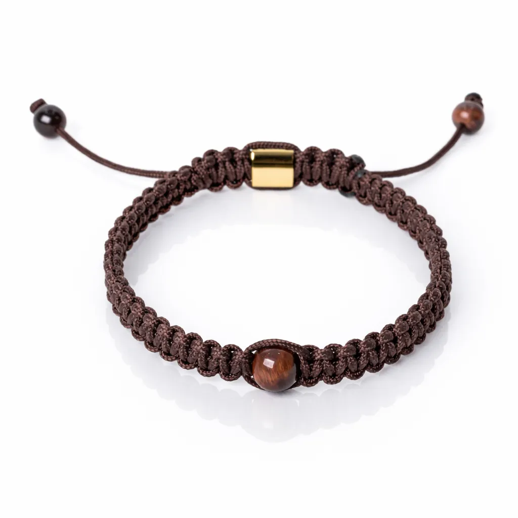 Bracelet Macramé Tressé Brun