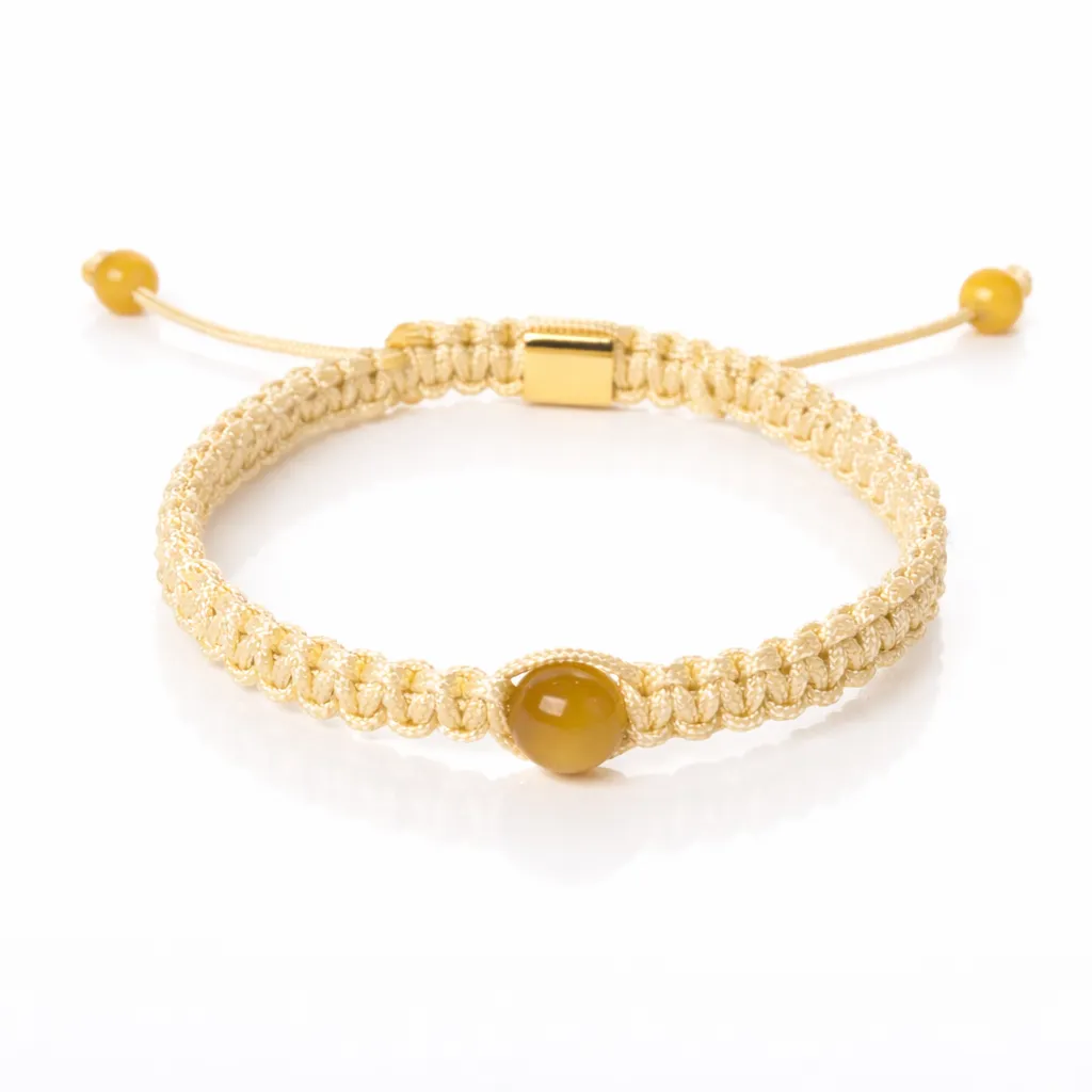 Bracelet Macramé Tressé Jaune