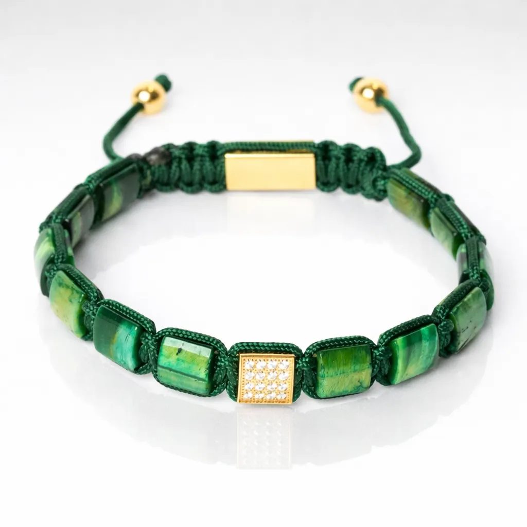 [Pierres Plates - Malachite | Or] Bracelet pierre plate - Malachite