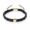 Bracelet Pierres Plates - Onyx Noir | Or 