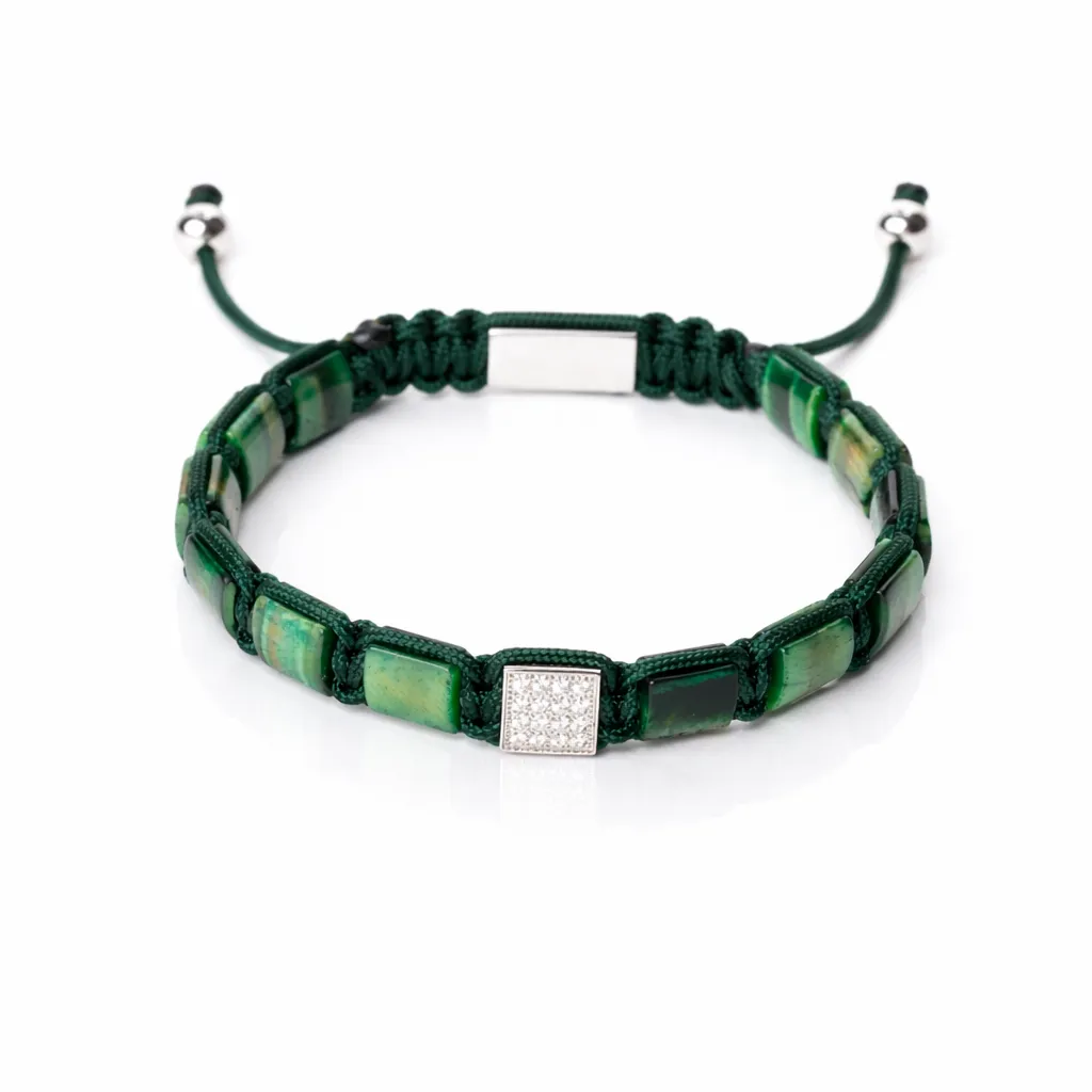 [Pierres Plates - Malachite | Argent] Bracelet Pierres Plates - Malachite | Argent