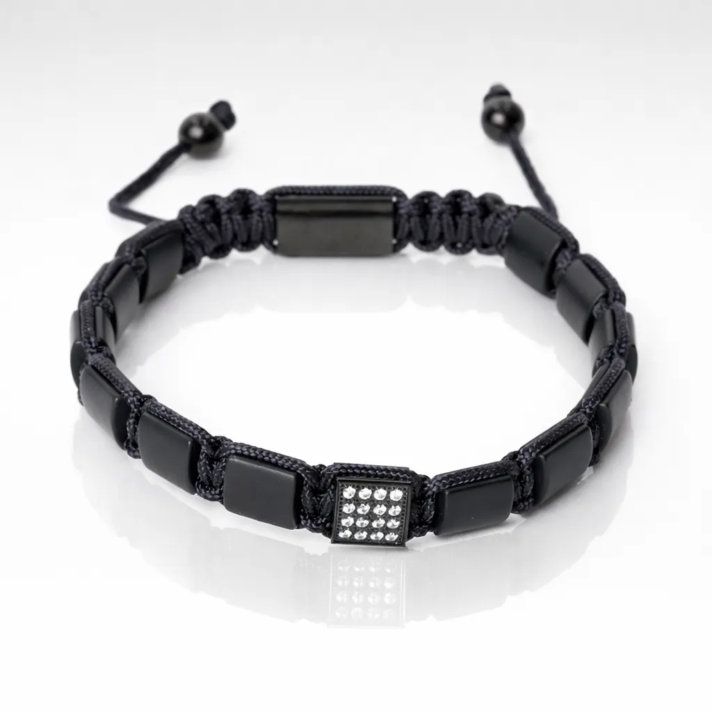 [Pierres Plates - Onyx Noir | Argent] Bracelet Pierres Plates - Onyx Noir | Argent