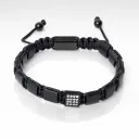 Bracelet Pierres Plates - Onyx Noir | Argent