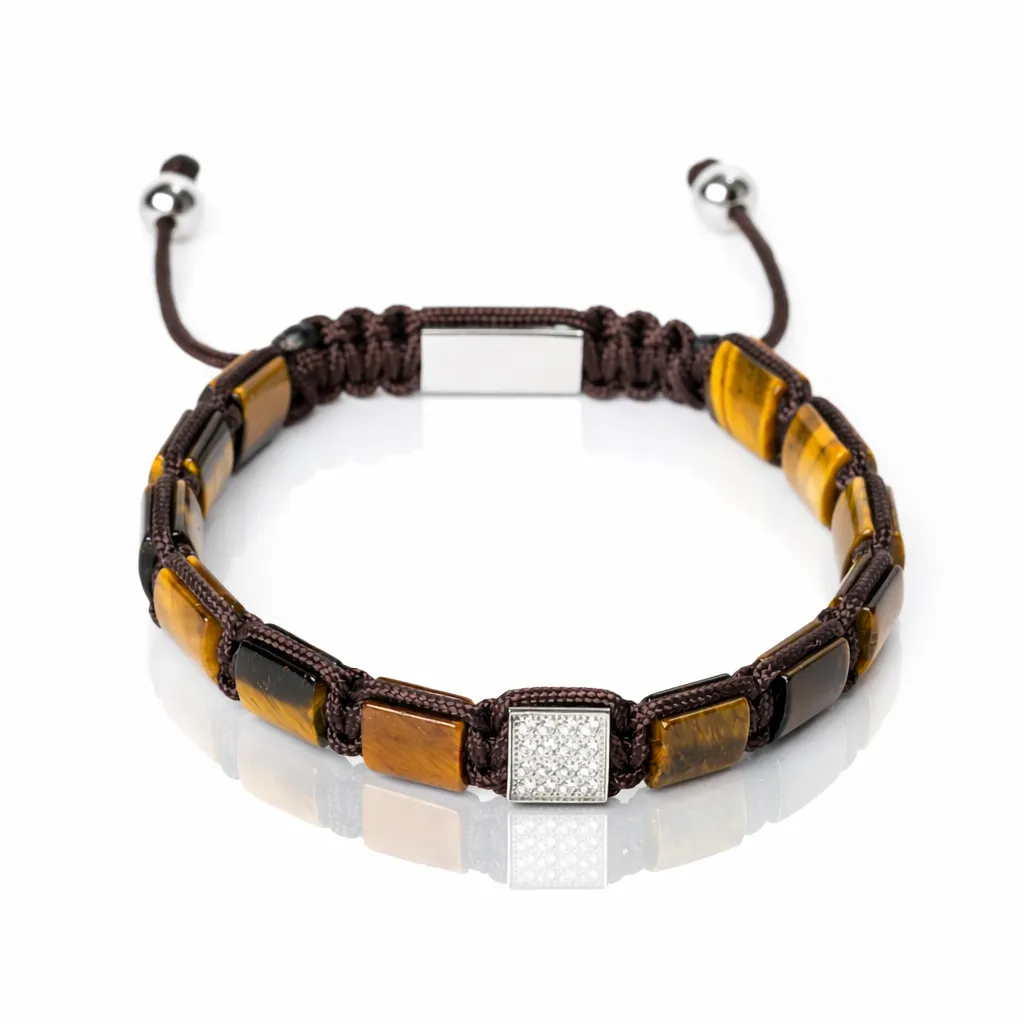 [Oeil de Tigre | Argent] Bracelet Pierres Plates - Oeil de Tigre | Argent